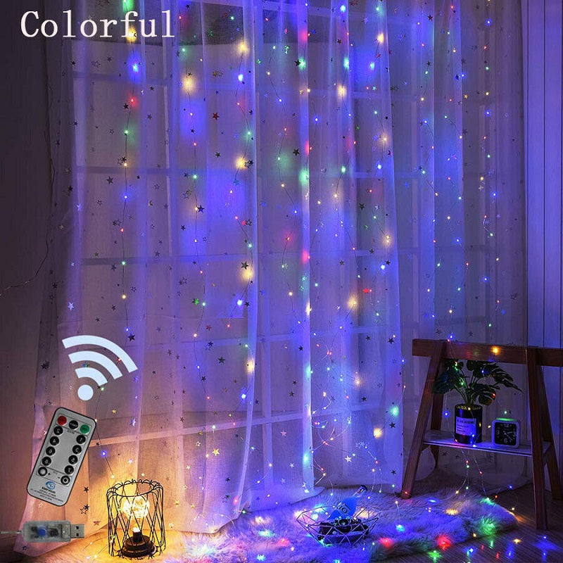 RGB Copper Wire Fairy Curtain Light With Remote Control