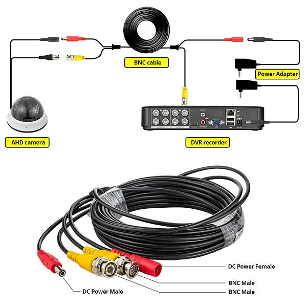 50M BNC Cable Video + DC Power CCTV Cable