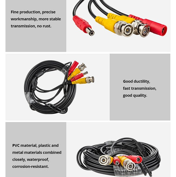 50M BNC Cable Video + DC Power CCTV Cable