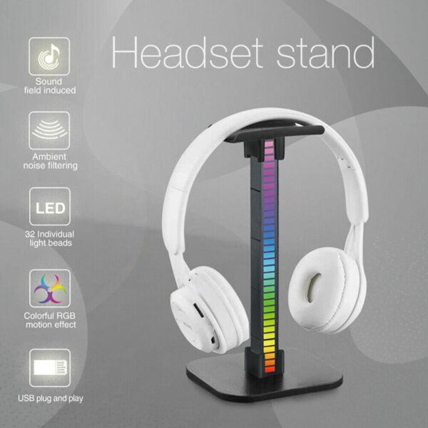 RGB Gaming Headphone Stand With Pickup Rhythm Light T-12