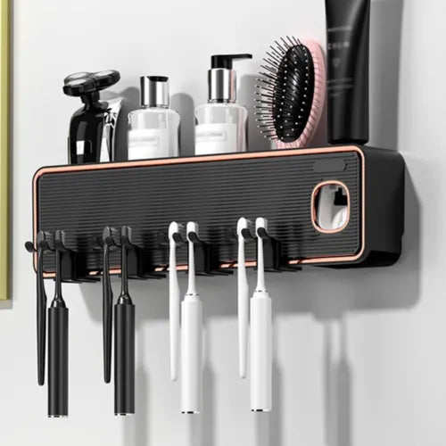 Multifunctional Wall Mounted Toothbrush Holder, Toothpaste Dispenser