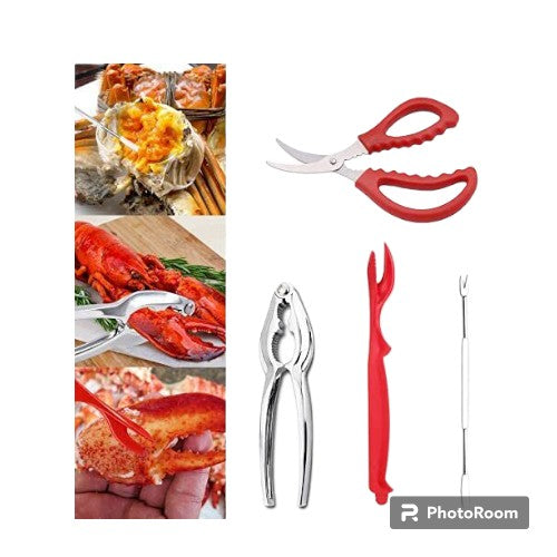 Crab Lobster Crackers Stainless Steel Forks Opener 4pcs Tools Set