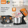 RAF HAND MIXER WITH 7 SPEED // 2 IN 1 STAND MIXER MACHINE ELECTRIC HAND WHISK EGG BEATER BAKING BLENDER MIXING BOWL DOUGH HOOKS R6637