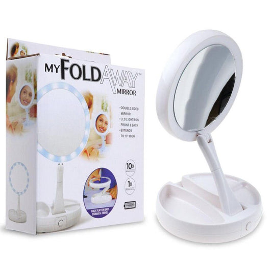 LED sensor portable handheld folding mirror