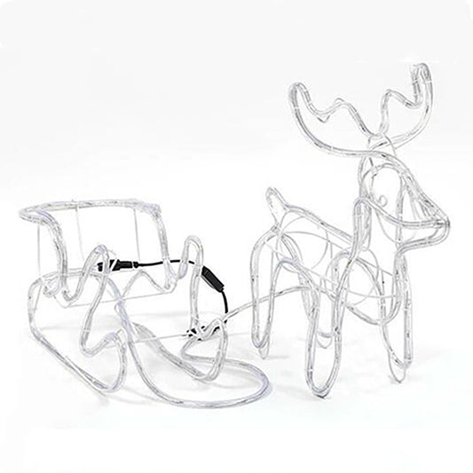 3D Led Deer Christmas Light Display With Cart Multicolour/cool white