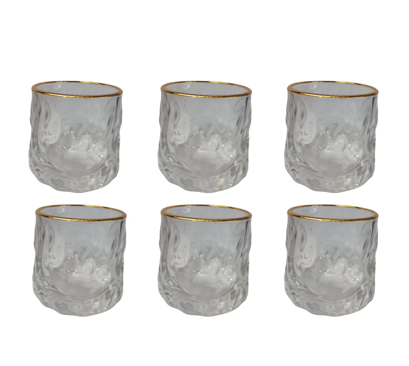 265ML Rocking Crystal Whiskey Gold Edge Glass - Set of 6