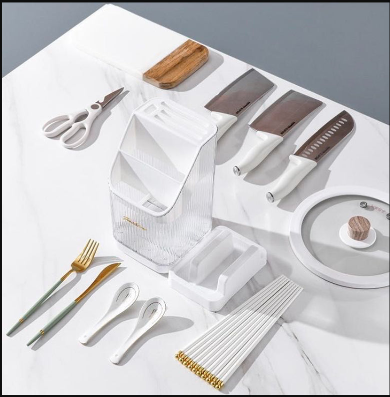 Modern Design Utensil Caddy Tabletop Cutlery Holder Cutting Board Holder