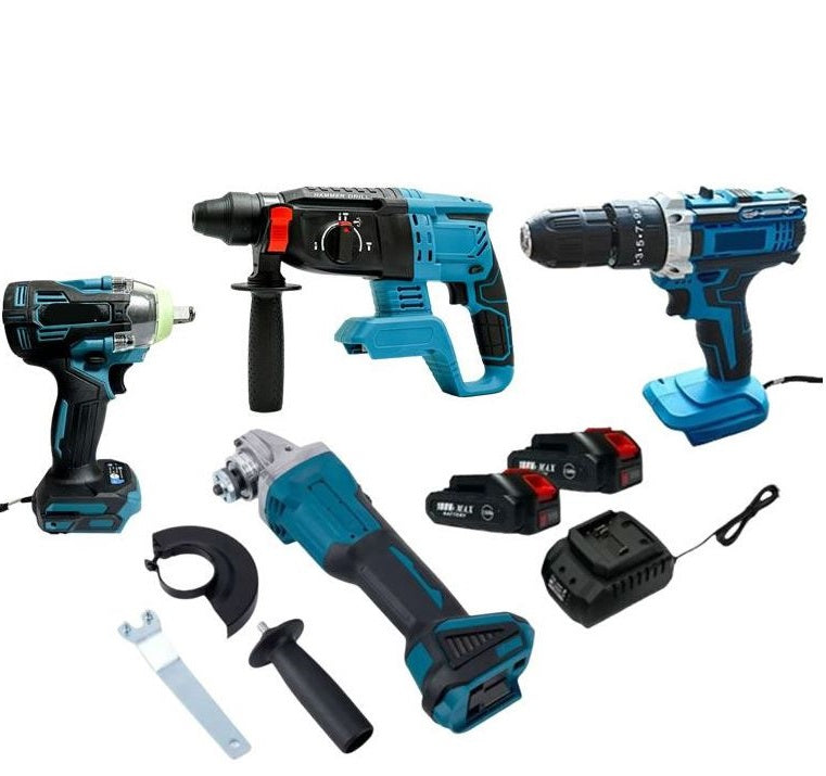 Set Of Impact Wrench,Angle Grinder,Hammer Drill, Electric Drill With 2 48V Batteries