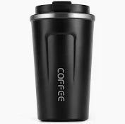 Stainless Steel Insulated Travel Flask Thermal Tumbler Coffee Cup - Black 510ml