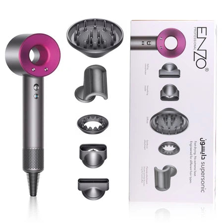 Enzo Professional Supersonic Hair Dryer with 5 Styling Attachments