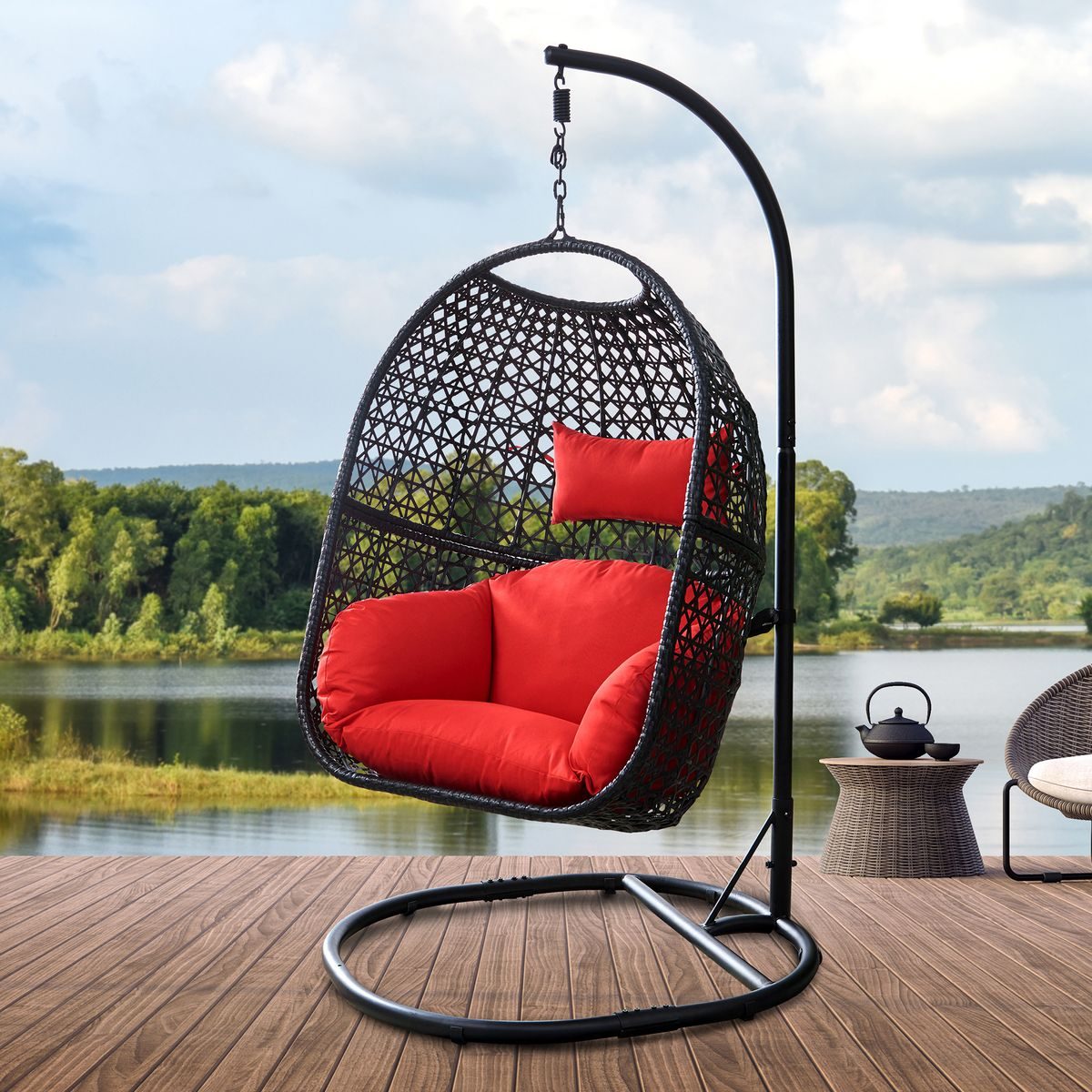 Outdoor Hanging Swing Egg Chairs with Cushion