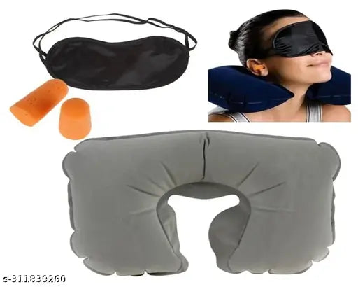 3 in 1 Travel Selection Comfort Neck Pillow, Eye Shade Mask & Ear Plugs