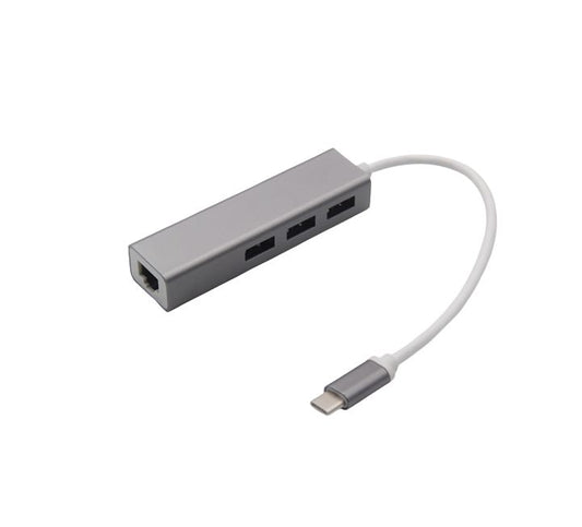 Type-C 3 Port HUB to RJ45 Fast Ethernet Adapter