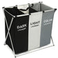 Detachable Foldable Laundry Basket With 3 Colors Separated Compartments