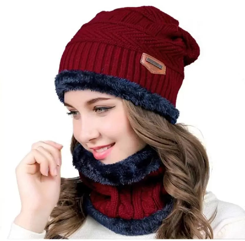 Unisex Winter Beanie Hat and Scarf Set