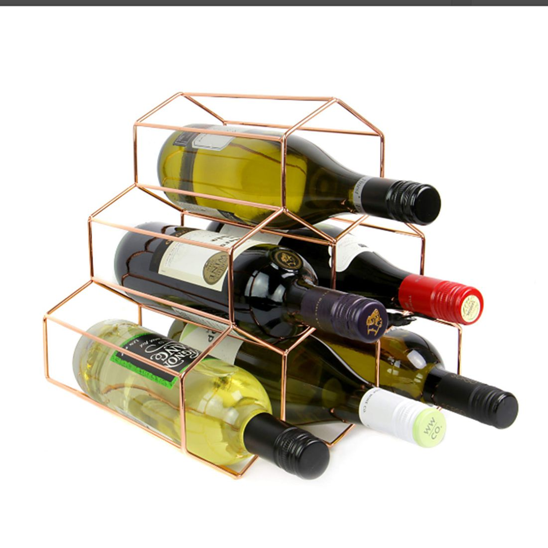 6 Bottles Wine Rack - Rose Gold