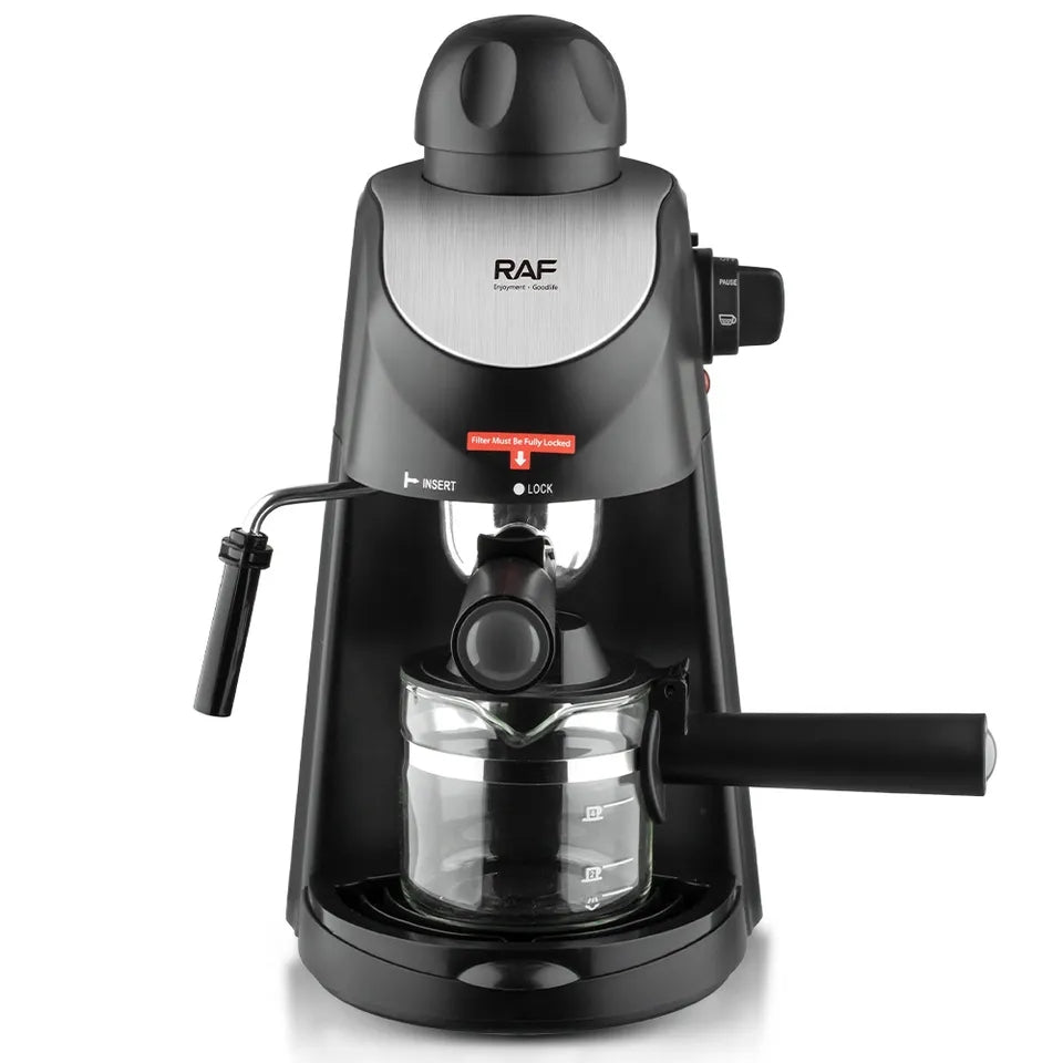 Bene Casa 4-cup electric espresso maker with milk frother, black