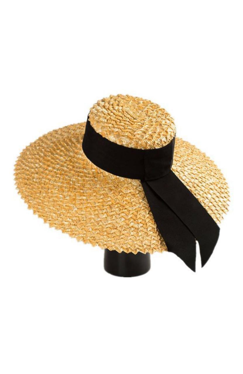 Wide Brim Flat Top Straw Sun Beach Hat for Women