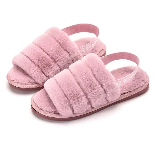 Fuzzy Slippers Slides with Strap for Women