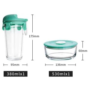 5 Piece Glass Lunch Boxes And Bottle