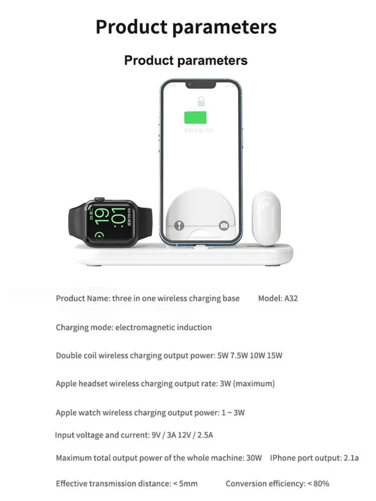 Wireless Charger 3 In 1 Wireless Charging Dock