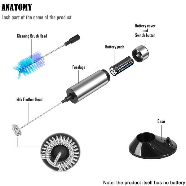 Stainless Steel Handheld Electric Milk Frother