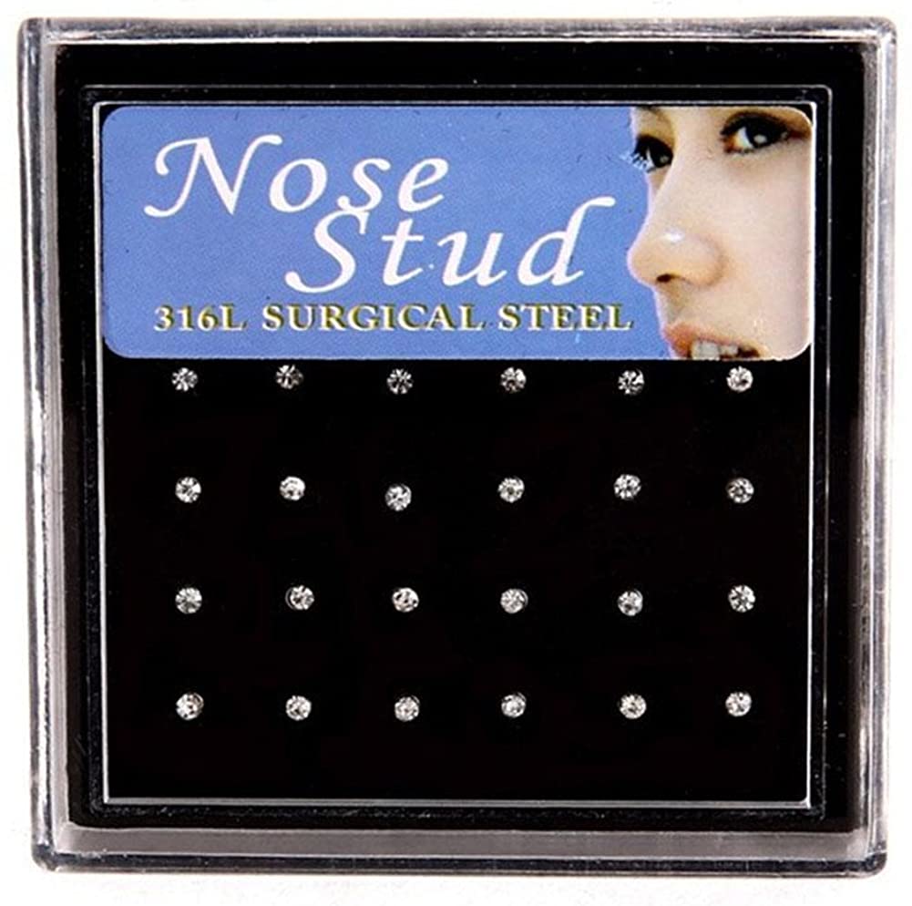 24 Pack Stainless Steel Nose Studs