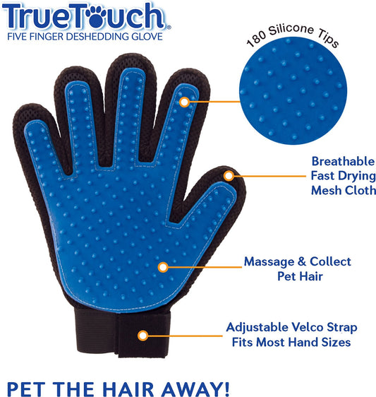 True Touch Silicone five finger Deshedding glove