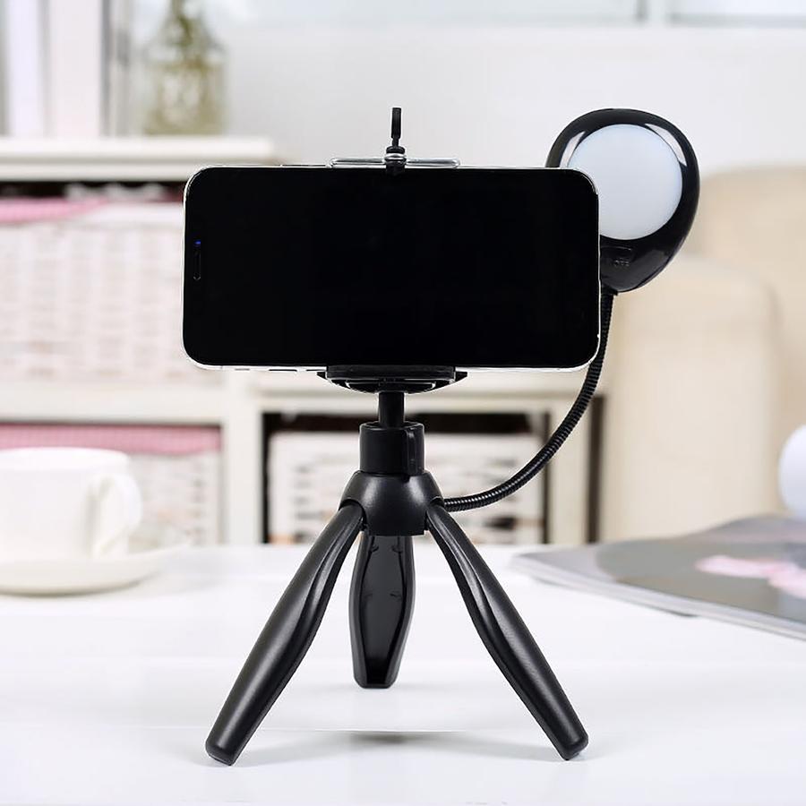 360 Degree Rotate Mini Smartphone Tripod with Selfie Light Ring Lamp