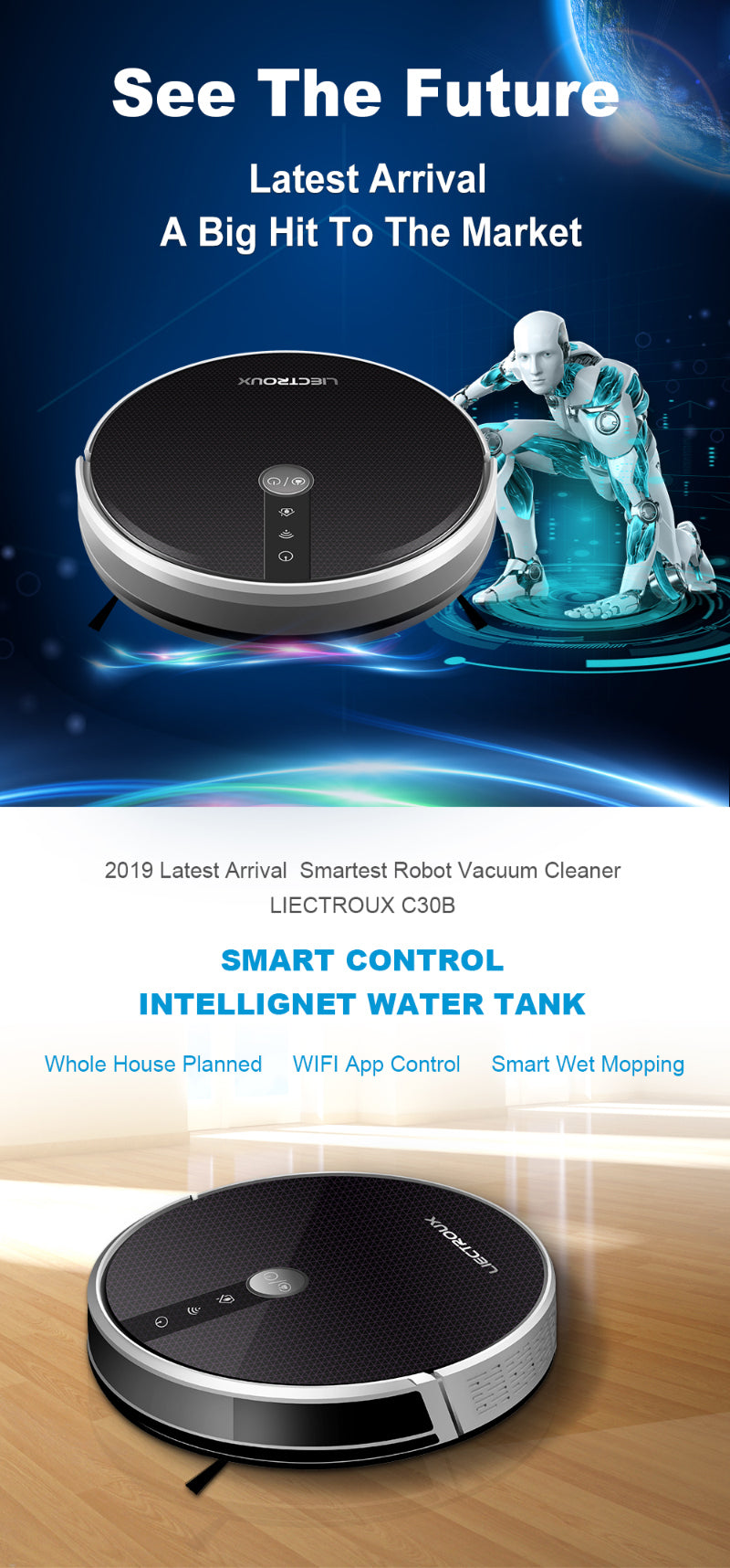 LIECTROUX Mop/Robot Vacuum Cleaner C30B