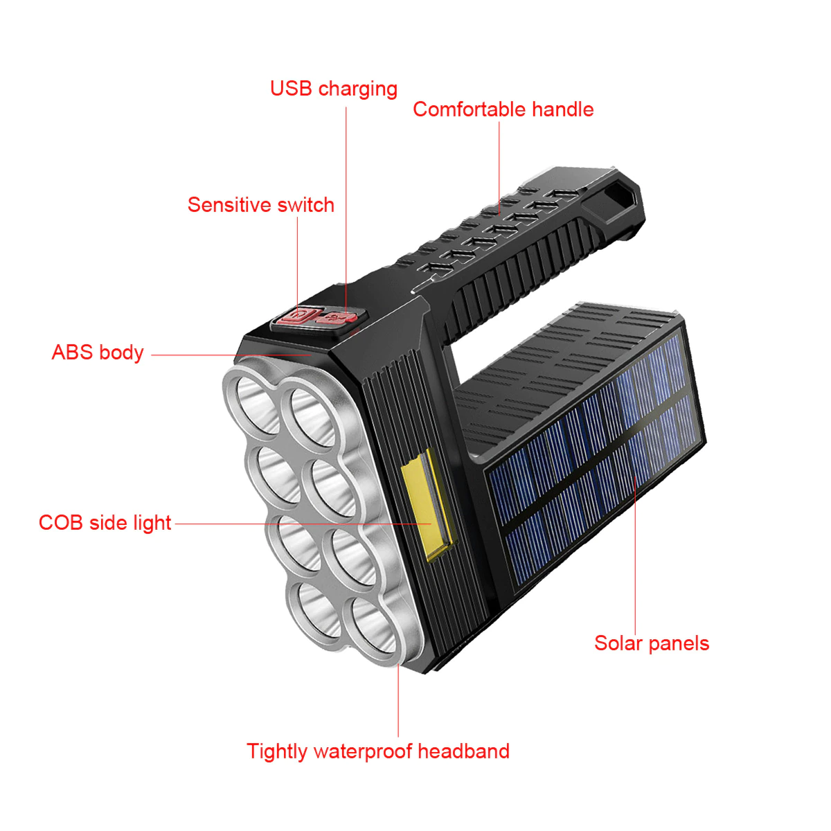 Solar Outdoor Strong Flashlight