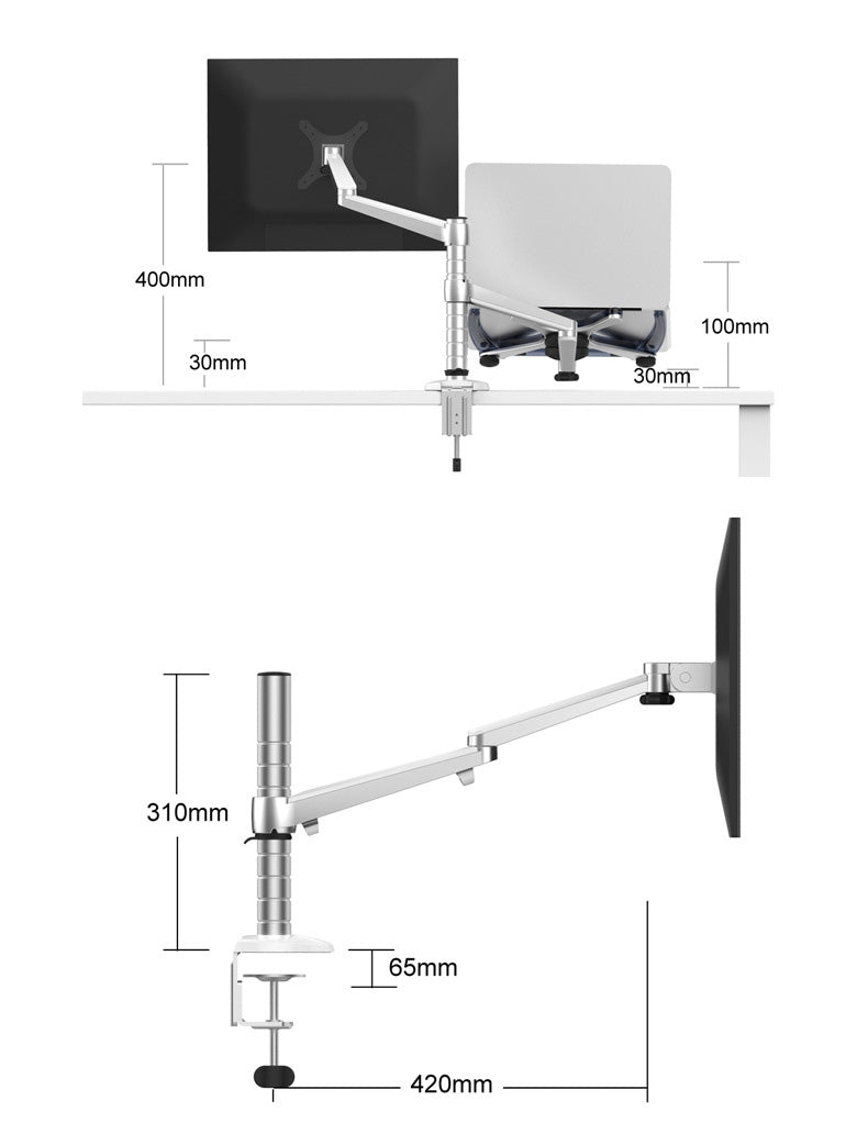 Adjustable Dual Monitor Arm with Laptop/Notebook Holder