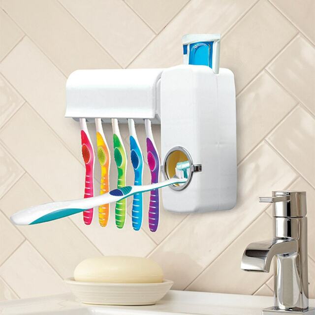 Automatic Toothpaste Dispenser & Toothbrush Holder