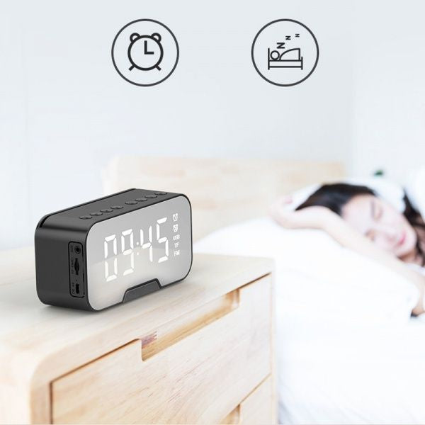 Boombox Mirror Alarm Clock BT-Speaker  & Radio