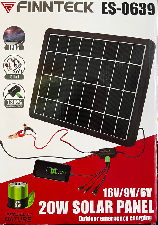 20W Solar Panel Outdoor Charger-5 in 1