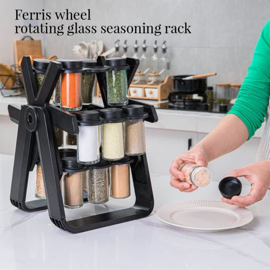 18 Jar Rotating Ferris Wheel Spice Condiment Rack