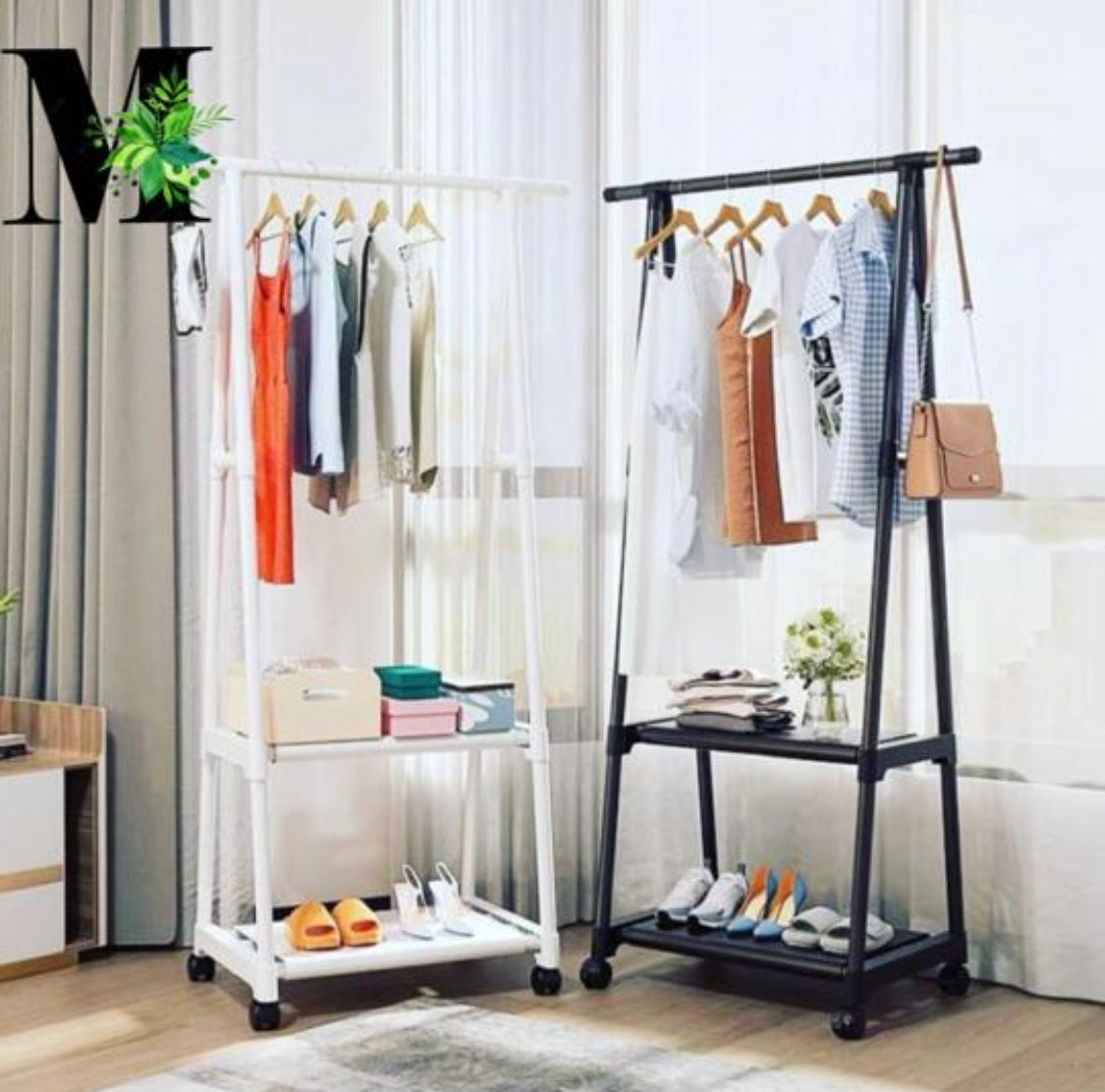 Clothes Rack Small Metal Garment Rack with Shelve