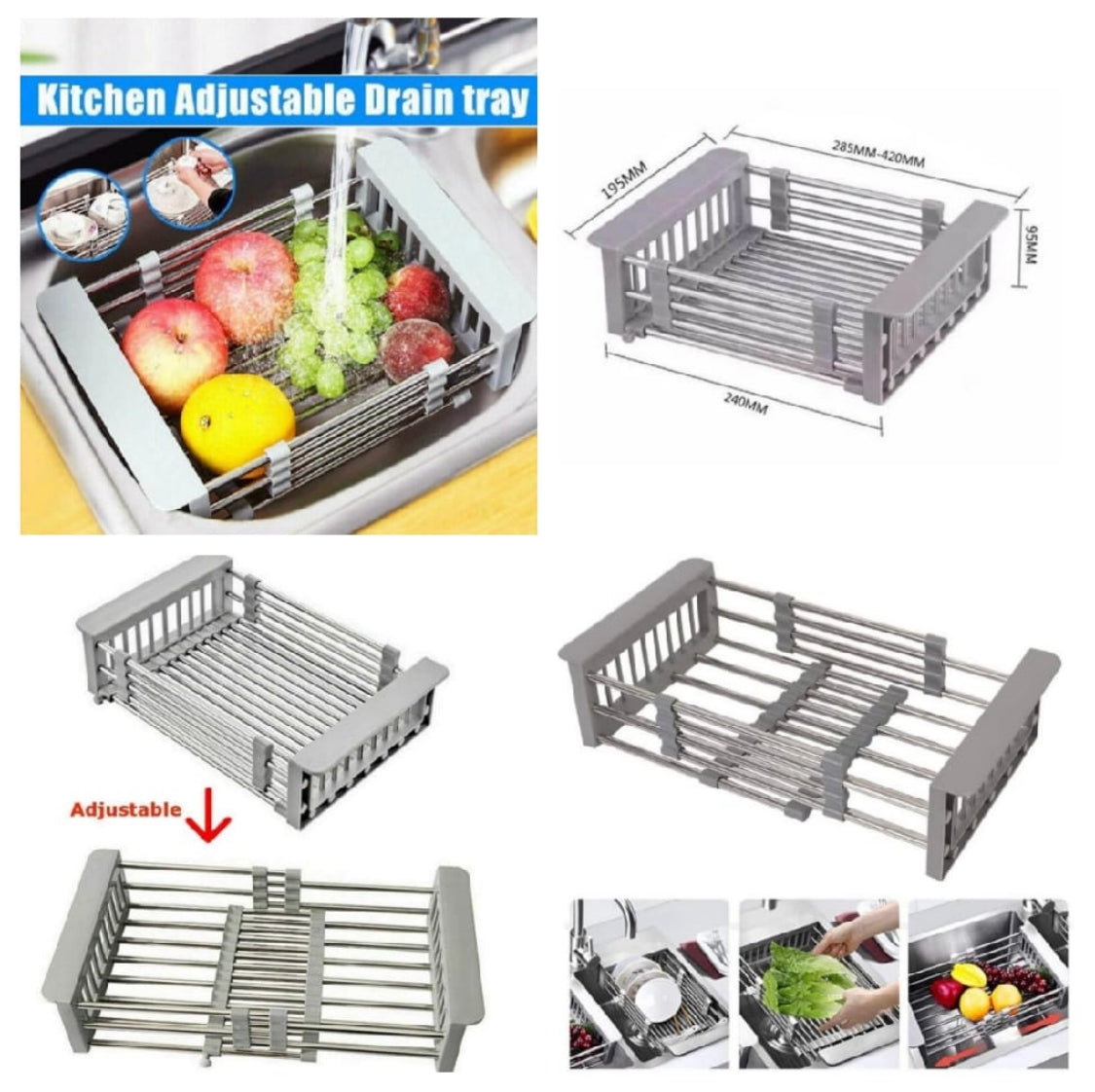 Kitchen Adj Drainer Basket