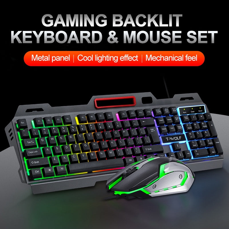 T-WOLF TF600 Metal Gaming Keyboard and Mouse Set