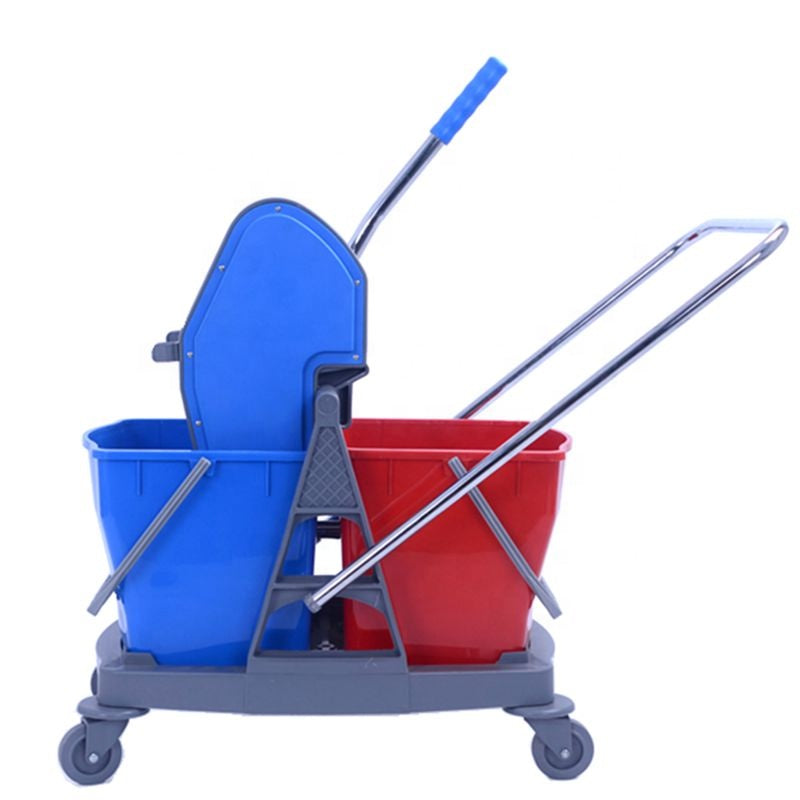 Double Buckets (20L x 2) Mop Wringer Trolley