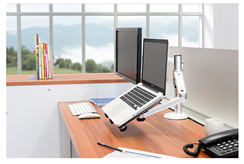 Adjustable Dual Monitor Arm with Laptop/Notebook Holder