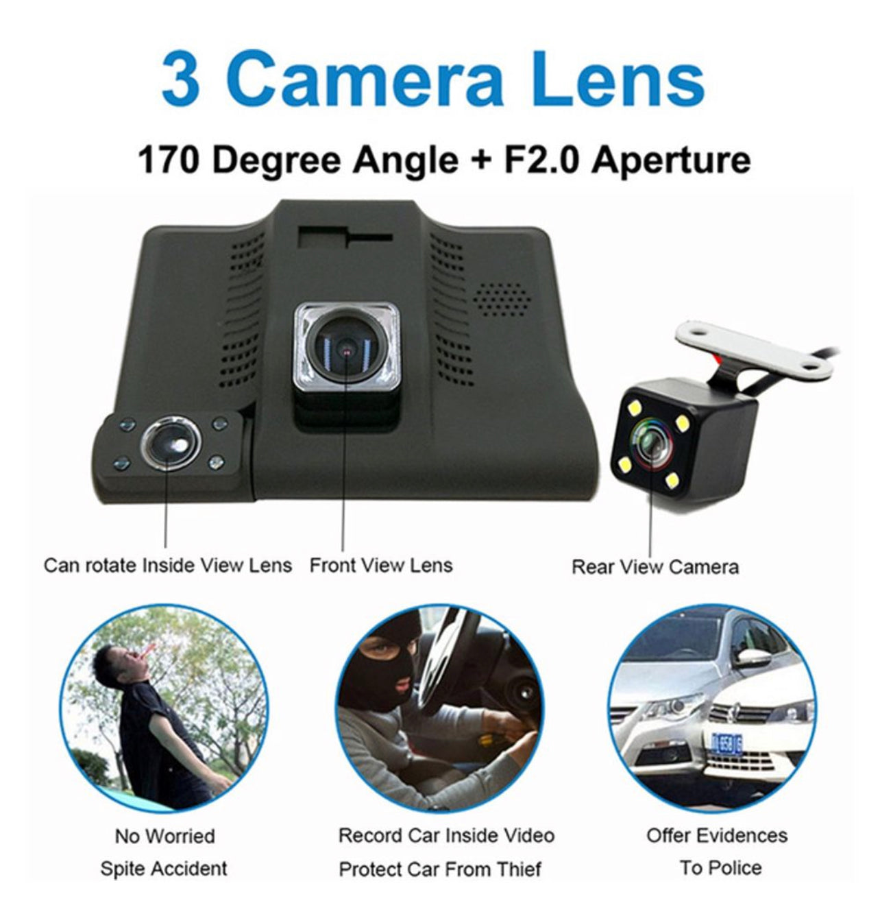 HD Wide Angle Dash Camera 5inch