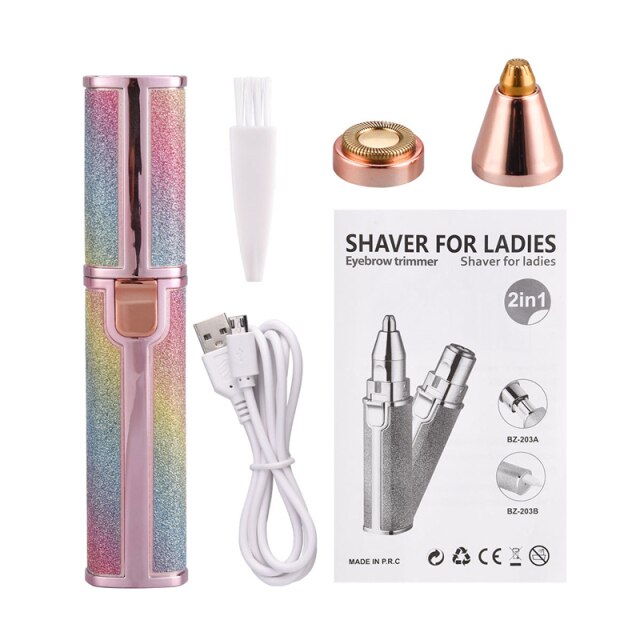 2 in 1 Rechargeable Eyebrow Trimmer & Shaver For Ladies