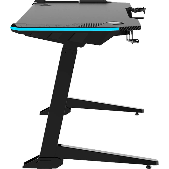 Angled Electric Height Adjustable Gaming Desk With RGB Lighting