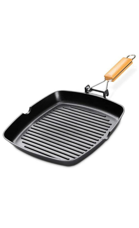 Non-Stick Grilling Pan with Foldable Handle