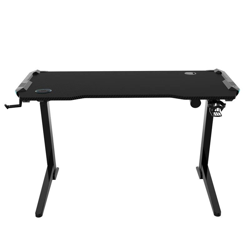 Angled Electric Height Adjustable Gaming Desk With RGB Lighting