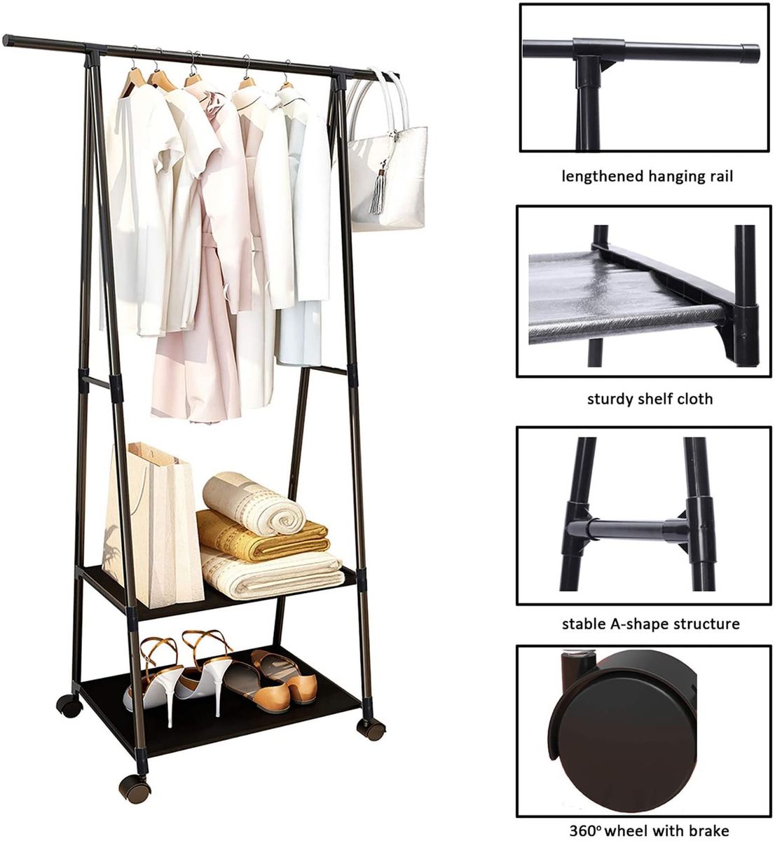 Clothes Rack Small Metal Garment Rack with Shelve