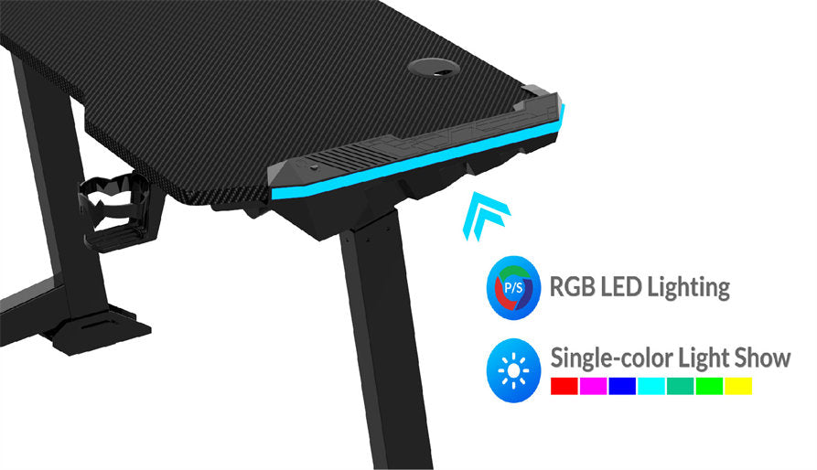 Angled Electric Height Adjustable Gaming Desk With RGB Lighting