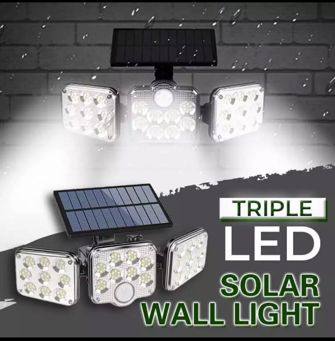 Triple LED Solar Wall Light Remote Control Motion Sensor Waterproof IP65 Lightin