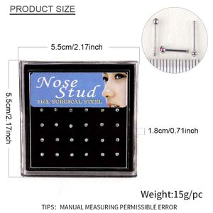 24 Pack Stainless Steel Nose Studs